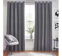 Furn Curtains Dawn — Textured Blackout Eyelet, Thermal Lined Pair, Charcoal 117 x 137 cm