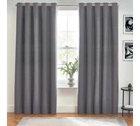 furn. Dawn Textured Blackout Eyelet Curtains - Thermal Lined Pair (Charcoal - Width 229 x Drop 183cm)