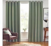 furn. Dawn Textured Blackout Eyelet Curtains - Thermal Lined Pair (Eucalyptus - Width 168 x Drop 137cm)