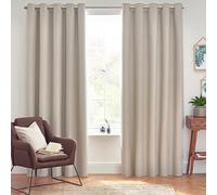 Furn Dawn Textured Blackout Eyelet Curtains Linen 168cm width 183cm drop, Cream