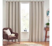 furn. Dawn Linen Thermal Blackout Eyelet Curtain 229 x 137cm - Size: W 137 x D 229cm - Cream - Wilko