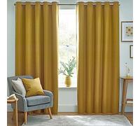 Furn Curtains Dawn Textured Blackout Eyelet – Thermal Lined Pair, Mustard Width 229 x Drop 137 cm