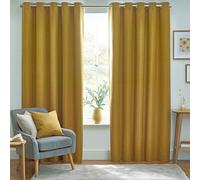 Furn Eyelet Curtains Dawn – 100% Blackout, Thermal Lined – 229 x 183 cm – Mustard
