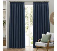 furn. Dawn Textured Blackout Pencil Pleat Curtains (Blue - 168x229cm) | Thermal blackout lined curtain pair with a textured finish and pencil pleat heading