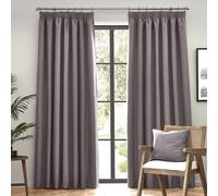 furn. Dawn Charcoal Blackout Pencil Pleat Curtains 168 x 229cm - Size: W 168 x D 229cm - Grey - Wilko