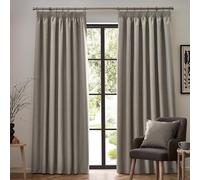 furn. Dawn Textured Blackout Pencil Pleat Curtains (Linen - 168x229cm) | Thermal blackout lined curtain pair with a textured finish and pencil pleat heading