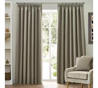 furn. Dawn Textured Blackout Pencil Pleat Curtains (Natural - 229x229cm) | Thermal blackout lined curtain pair with a textured finish and pencil pleat heading
