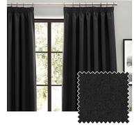 Furn Curtain Pair Dawn - Textured Blackout Pencil Pleat, Thermal Lined - Black 117 x 137 cm