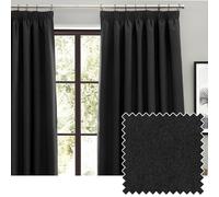 furn. Furn. Dawn Blackout Pencil Pleat Curtain Pair Black 117 X 183Cm, Black