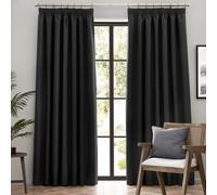 furn. Dawn Textured Blackout Pencil Pleat Curtains - Thermal Lined Pair (Black - Width 168 x Drop 229cm)