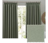 furn. Dawn Textured Blackout Pencil Pleat Curtains - Thermal Lined Pair (Eucalyptus - Width 229 x Drop 183cm)