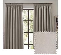 furn. Dawn Linen Blackout Pencil Pleat Curtains 168 x 229cm - Size: W 168 x D 229cm - Brown - Wilko