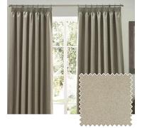 furn. Dawn Textured Blackout Pencil Pleat Curtains - Thermal Lined Pair (Natural - Width 168 x Drop 183cm)