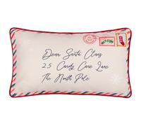 Furn Christmas Dear Santa Printed Red and White Velvet Reversible Cushion 30 x 50cm - Multicolour - Wilko