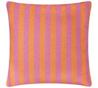 furn. Deck Stripe Woven Outdoor Cushion Cover - Reversible Bold Stripe Design, Heavy-Duty Fabric for Lasting Use (Orange/Pink, Cover Only, 59x59cm)