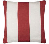 furn. Deck Stripe Woven Outdoor Cushion Cover - Reversible Bold Stripe Design, Heavy-Duty Fabric for Lasting Use (White/Red, Cover Only, 59x59cm)