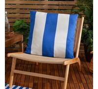 furn. Deck Stripe Woven Outdoor Cushion - Reversible Bold Stripe Design, Heavy-Duty Fabric for Lasting Use (White/Blue, Polyester Filled, 59x59cm)