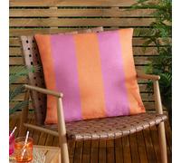 furn. Deck Stripe Woven Outdoor Cushion - Reversible Bold Stripe Design, Heavy-Duty Fabric for Lasting Use (Orange/Pink, Polyester Filled, 59x59cm)
