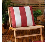 furn. Deck Stripe Woven Outdoor Cushion - Reversible Bold Stripe Design, Heavy-Duty Fabric for Lasting Use (White/Red, Polyester Filled, 59x59cm)