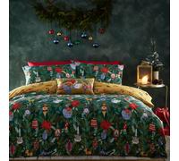 furn Deck The Halls Christmas Duvet Cover Set - Festive Bedding Holiday Décor (Green - Single)