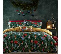 furn Deck The Halls Christmas Duvet Cover Set - Festive Bedding Holiday Décor (Green - Double)
