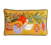 Furn. Deck The Halls Embroidered Velvet Polyester Filled Cushion