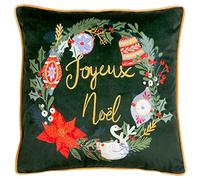 furn. Deck The Halls Joyeux Noel Polyester Filled Cushion, Pine Green, Square