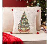 furn. Deck The Halls Tree Embroidered Feather Filled Cushion