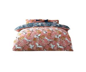 Furn Demoiselle Botanical Duvet Cover Set - Blush - Single - Blush - 50% Cotton/50% Polyester