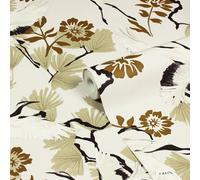Furn. Demoiselle Natural Beige Botanical Printed Wallpaper