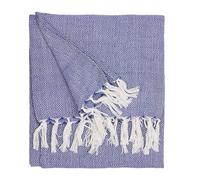 furn. Dessa Throw - Soft Indoor/Outdoor Quick Dry Woven Geometric Fringed Blanket (Cobalt - 130x180cm)