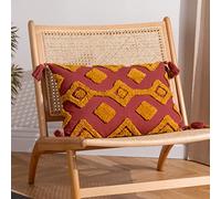 furn. Dharma Tufted Cotton Tasselled Feather Rich Filled Cushion