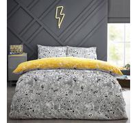 Furn Duvet Cover Set Doodles – Reversible Cotton, White/Black – Single