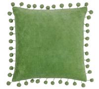 Furn. Dora Rectangular Velvet Pom-Pom Feather Filled Cushion