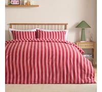 Furn Dual Tone Striped Duvet Cover Set, Single, Pink/Red, Pink