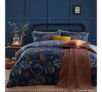 furn. Forest Fauna Bed Linen Set - Reversible Soft Polycotton Bed Linen with Nature-Inspired Forest Animal Motifs (Navy Blue - EU Size - Single Bed - 140 x 200 cm)