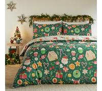 furn. Duvet Day Festive Treats Duvet Cover Set - Reversible Soft Christmas Bedding (Emerald - King)