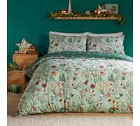 furn. Duvet Day Noelle Duvet Cover Set - Ultra Soft Touch Festive Reversible Christmas Bedding (Green - Single)