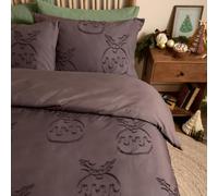 furn. Duvet Day Pudding Tufted Duvet Cover Set (Chocolate - Double) | Soft Touch Machine Washable Festive Detail Textured Cosy Easycare Bedding