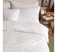 furn. Duvet Day Snowmen Tufted Duvet Cover Set (White - Super King) | Soft Touch Machine Washable Festive Detail Textured Cosy Easycare Bedding