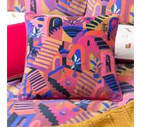 furn. Eivissa Embroidered Velvet Feather Rich Filled Cushion