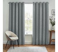 furn. Elisa Blue Slub Lined Eyelet Curtains (W)167Cm (L)183Cm, Pair
