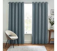 furn. Elisa Blue Slub Lined Eyelet Curtains (W)228Cm (L)228Cm, Pair