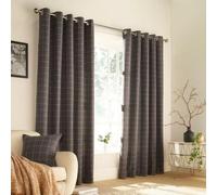 Furn Ellis Grey Windowpane Check Eyelet Curtains