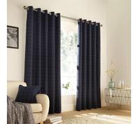 Furn Ellis Navy Windowpane Check Eyelet Curtains