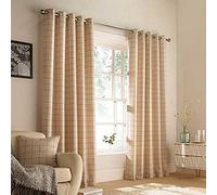 Furn Ellis Ringtop Eyelet Curtains (Pair) -Polyester-Natural-168cm x 137cm, Polyester, Natural, 168 x 137cm (66" x 54" inches)