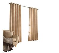 Furn. Ellis Ringtop Eyelet Curtains (Pair) - Ready Made - Polyester - Natural - 229cm x 229cm (90" x 90" inches)
