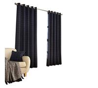 Furn. Ellis Windowpane Check Ringtop Eyelet Curtains (Pair) Polyester Navy (229X229Cm)