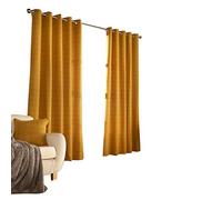 Furn. Ellis Ringtop Eyelet Curtains (Pair) - Ready Made - Polyester - Ochre - 229cm x 137cm (90" x 54" inches)
