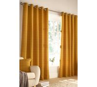 Furn. Ellis Windowpane Check Ringtop Eyelet Curtains (Pair) Polyester Ochre (168X137Cm), Yellow